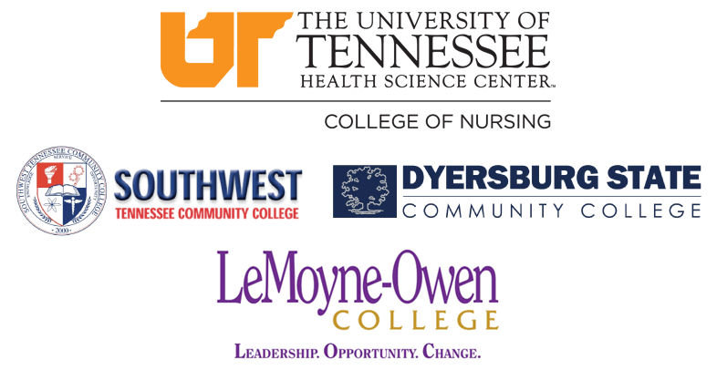RN-BSN Partnerships. Logos of UTHSC, Southwest, and Dyersburg State.