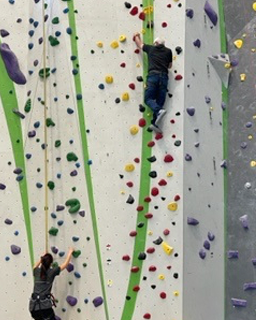 Wall climbing at annual fellowship retreat