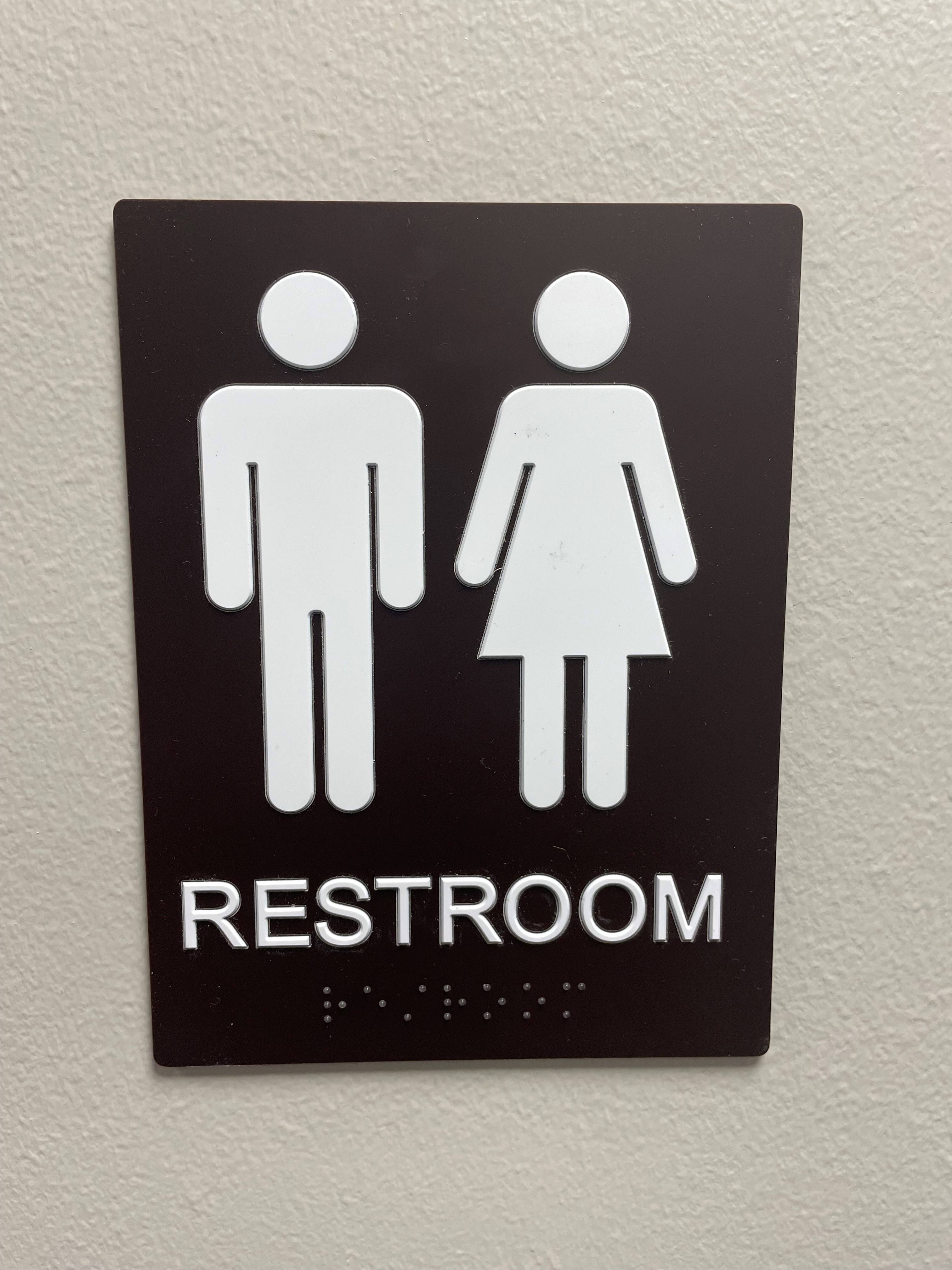 Gender Neutral Bathroom sign - black with white people figures