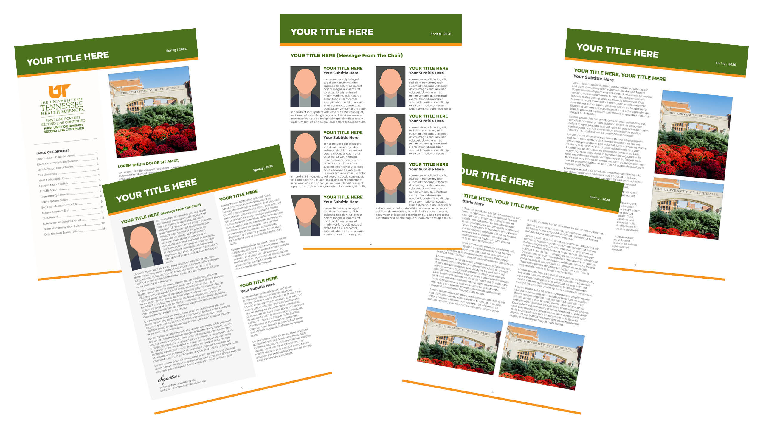 Examples of the newsletter teamplate pages