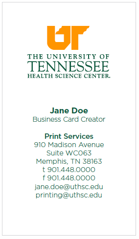 vertical business card option