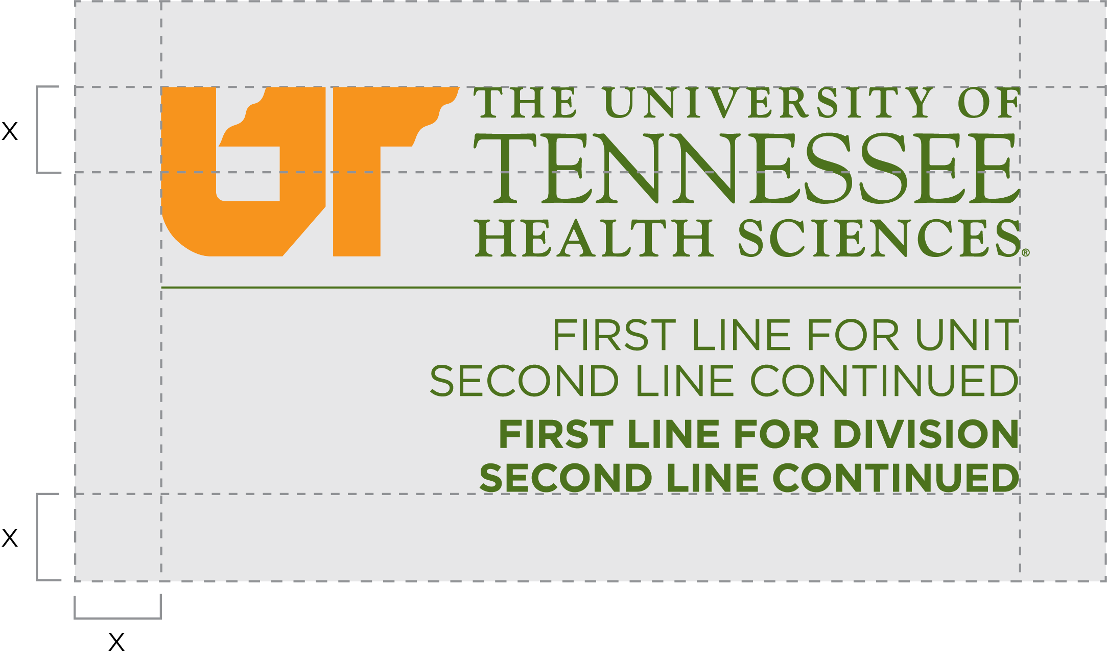 Minimum spacing for the unit logo example.