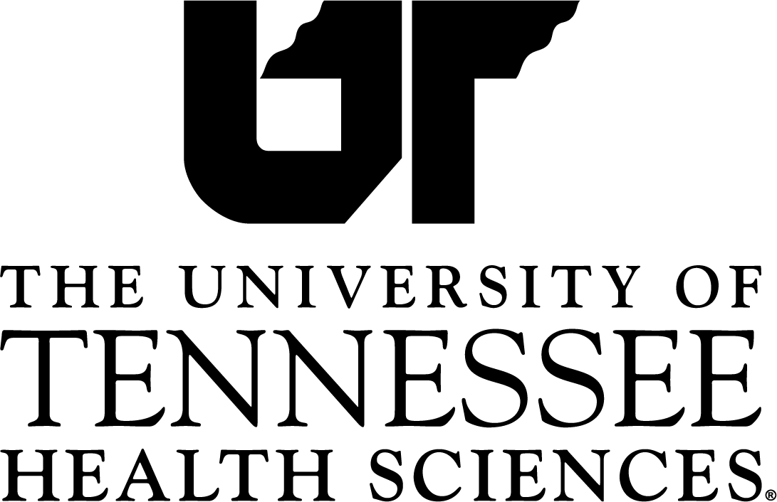 UTHS centered logo that is one color using black.