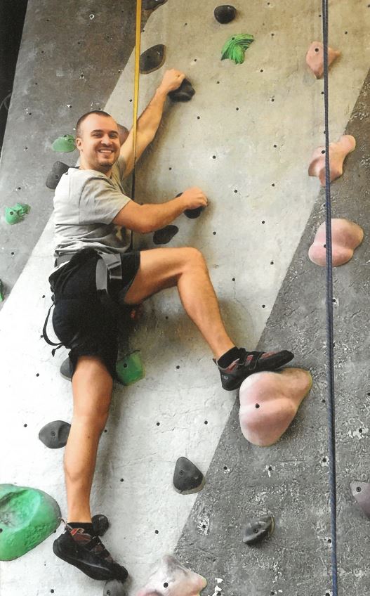 resident tackles indoor climbing wall