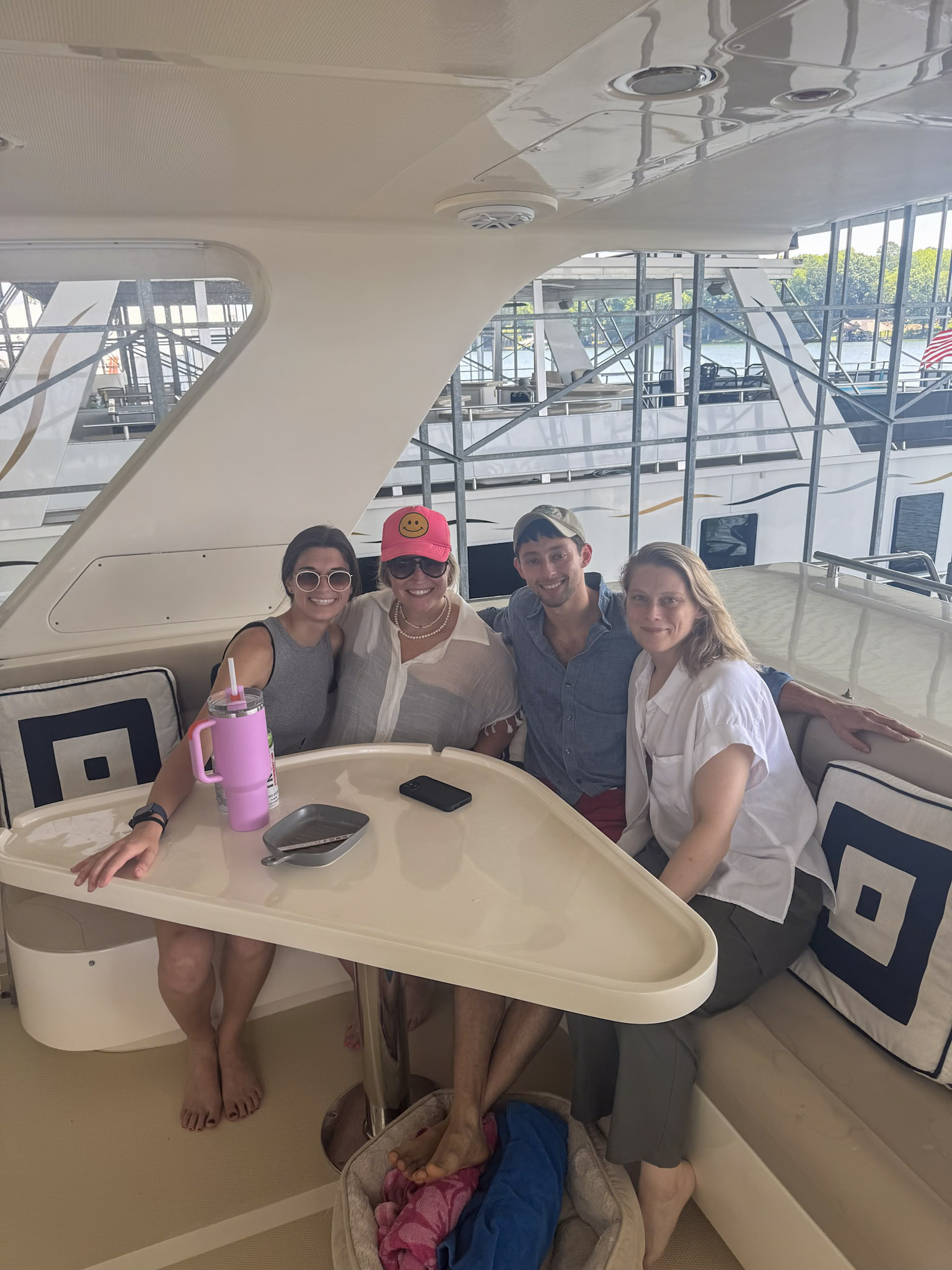 Residents on a boat