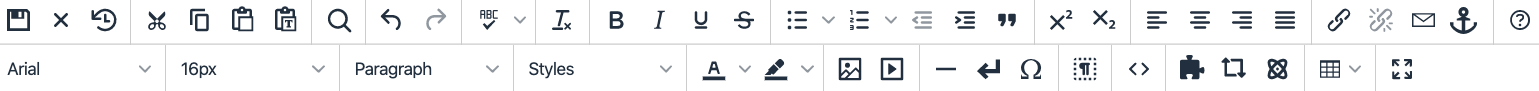 wysiwig toolbar options