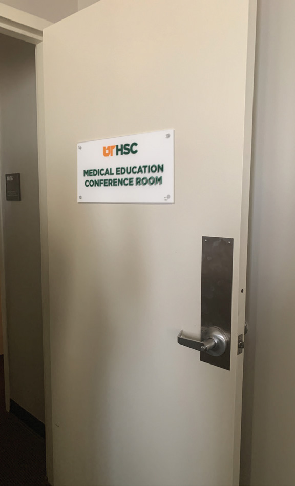 Example of department or conference room sign on door.