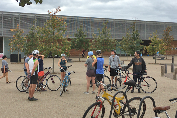 Residents on bikes