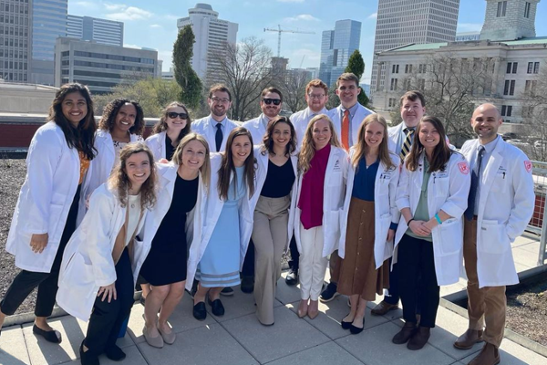 Group photo on the hospital roof