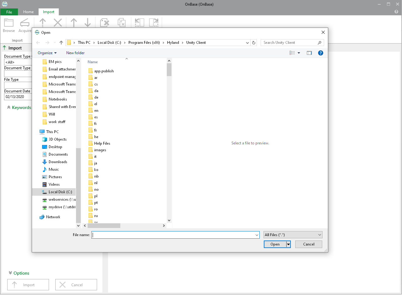 Unity client screen