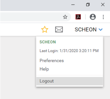 Log out screen