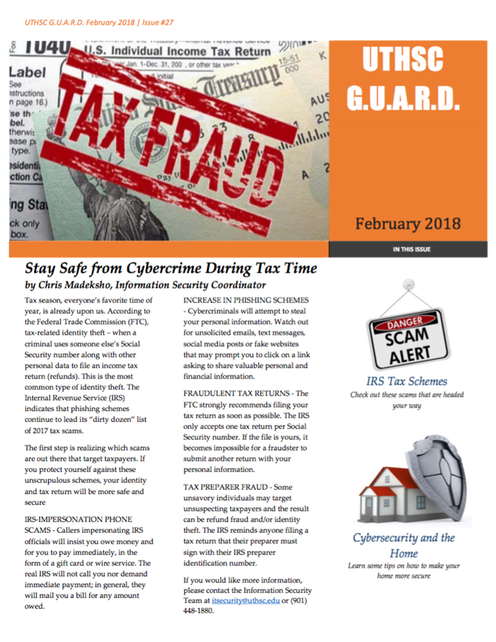 cover of the Feb 2018 Guard newsletter
