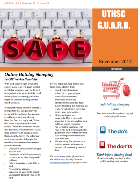cover of the Nov 2017 Guard newsletter
