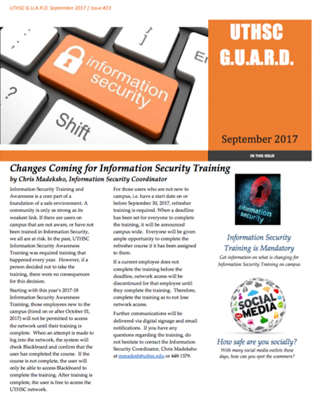 cover of the Sep 2017 Guard newsletter