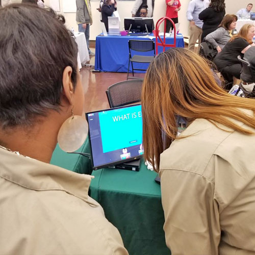 Ladies looking at a computer screen