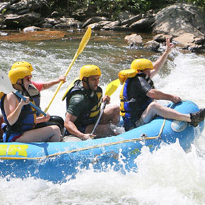 Residents rafting as a team building exercise