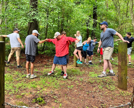 residents outside at a team building event