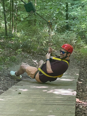 Residents ziplining