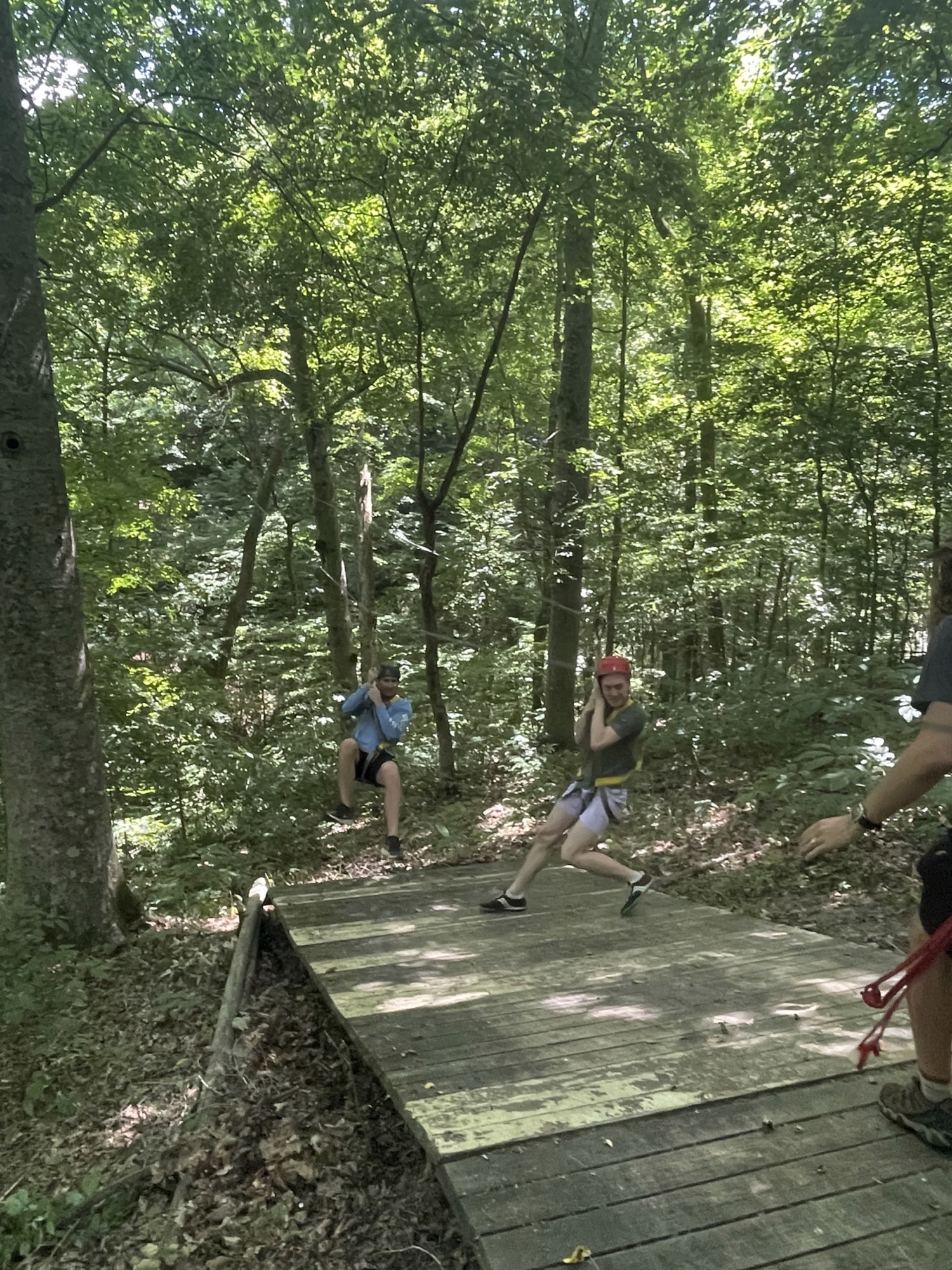 Residents ziplining