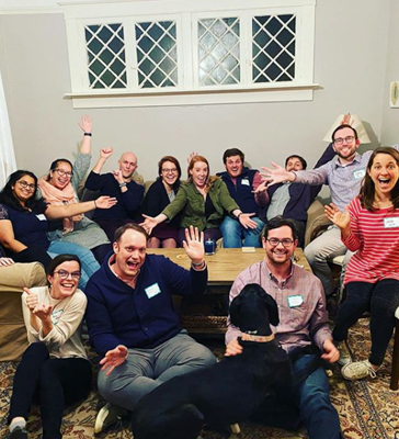 Group of residents on sofas