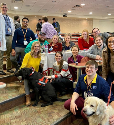 Residents with therapy dogs