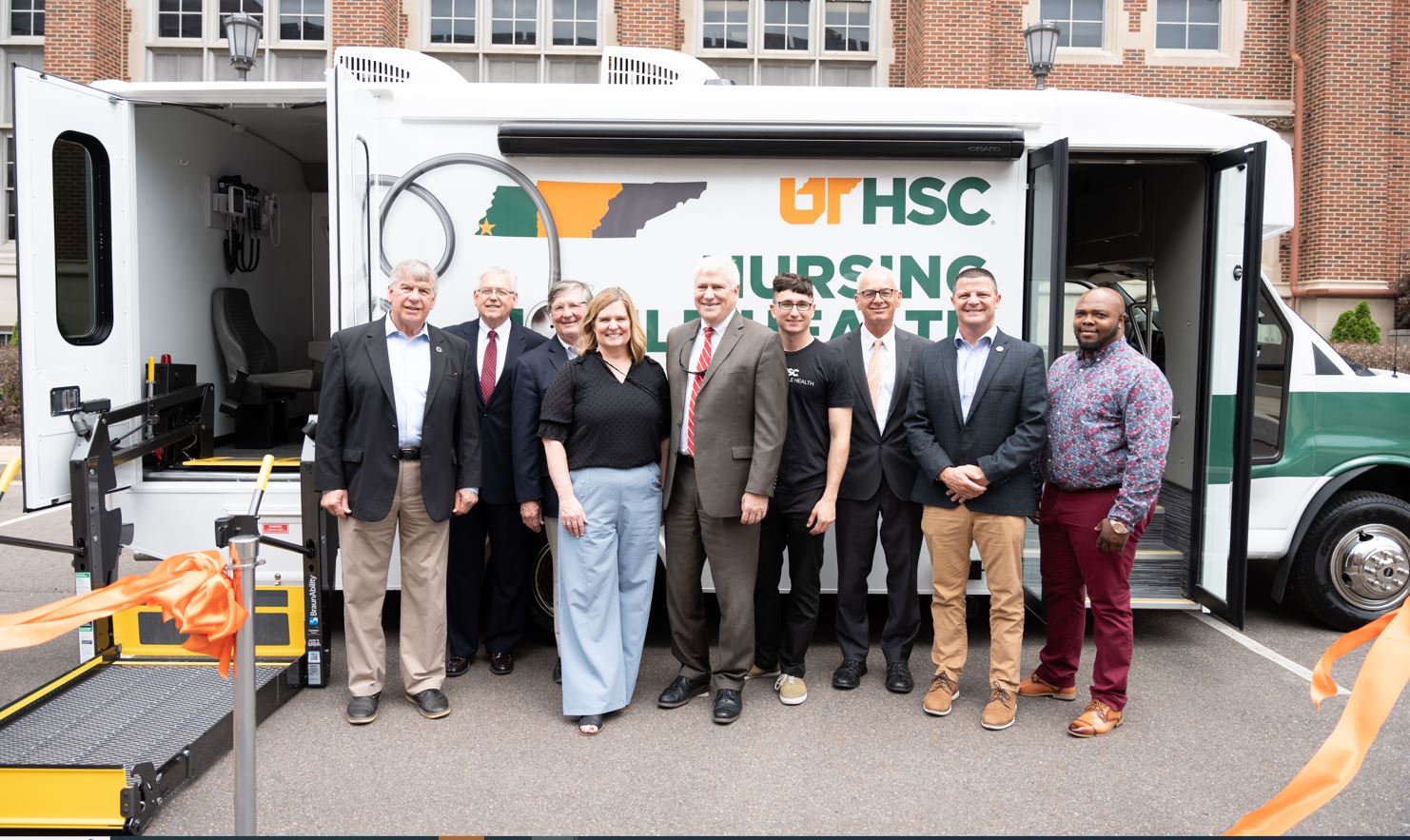 Officials at mobile health unit