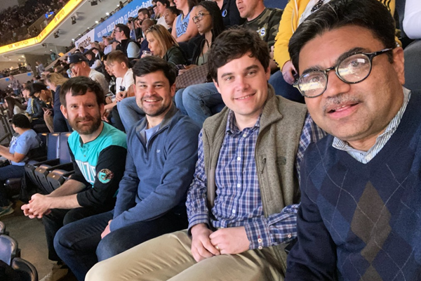 Fellows at a Grizzlies game inside the FedEx Forum