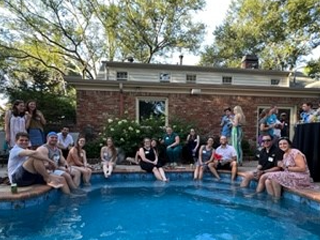 Residents by the pool