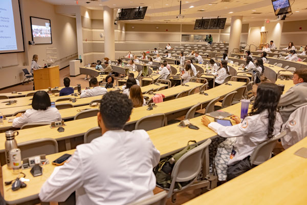 Large pharmacy classroom.