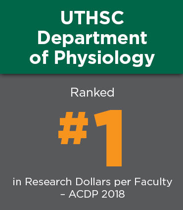 UTHSC Department of Physiology - ranked number one in research dollars per faculty by the ACDP in 2018.