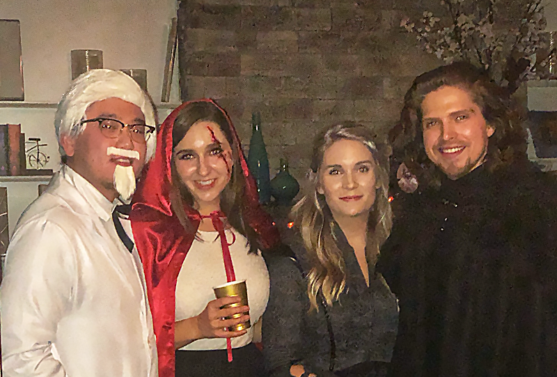 Four residents dressed up for Halloween