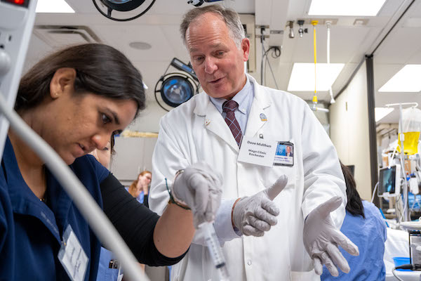 Fellow and faculty in a clinical training setting