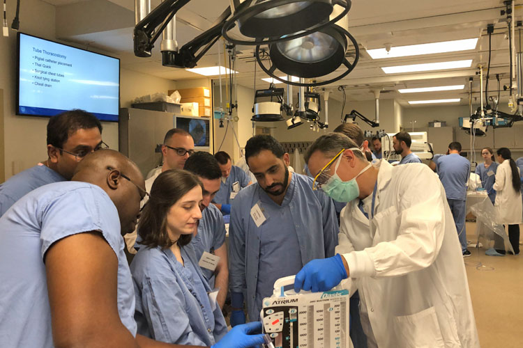 Fellows training in the operating room
