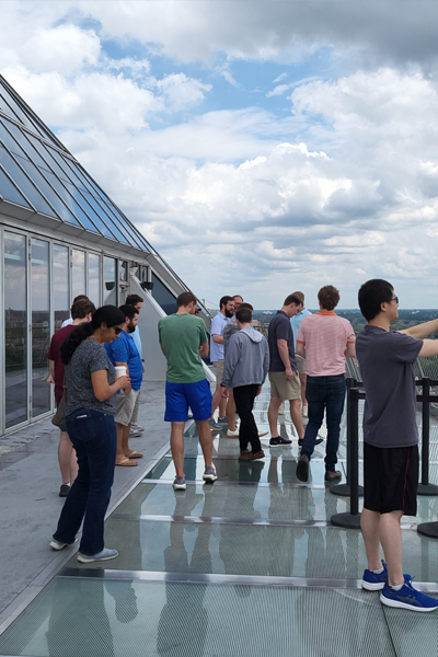 Residents on the Bass Pro pyramid balcony