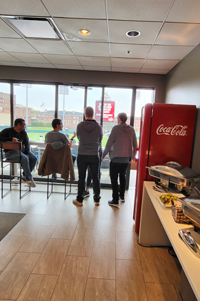 Residents inside the box seat room