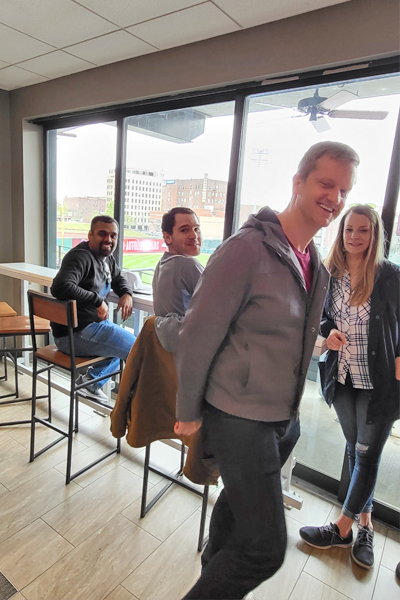 Residents inside the box seat room