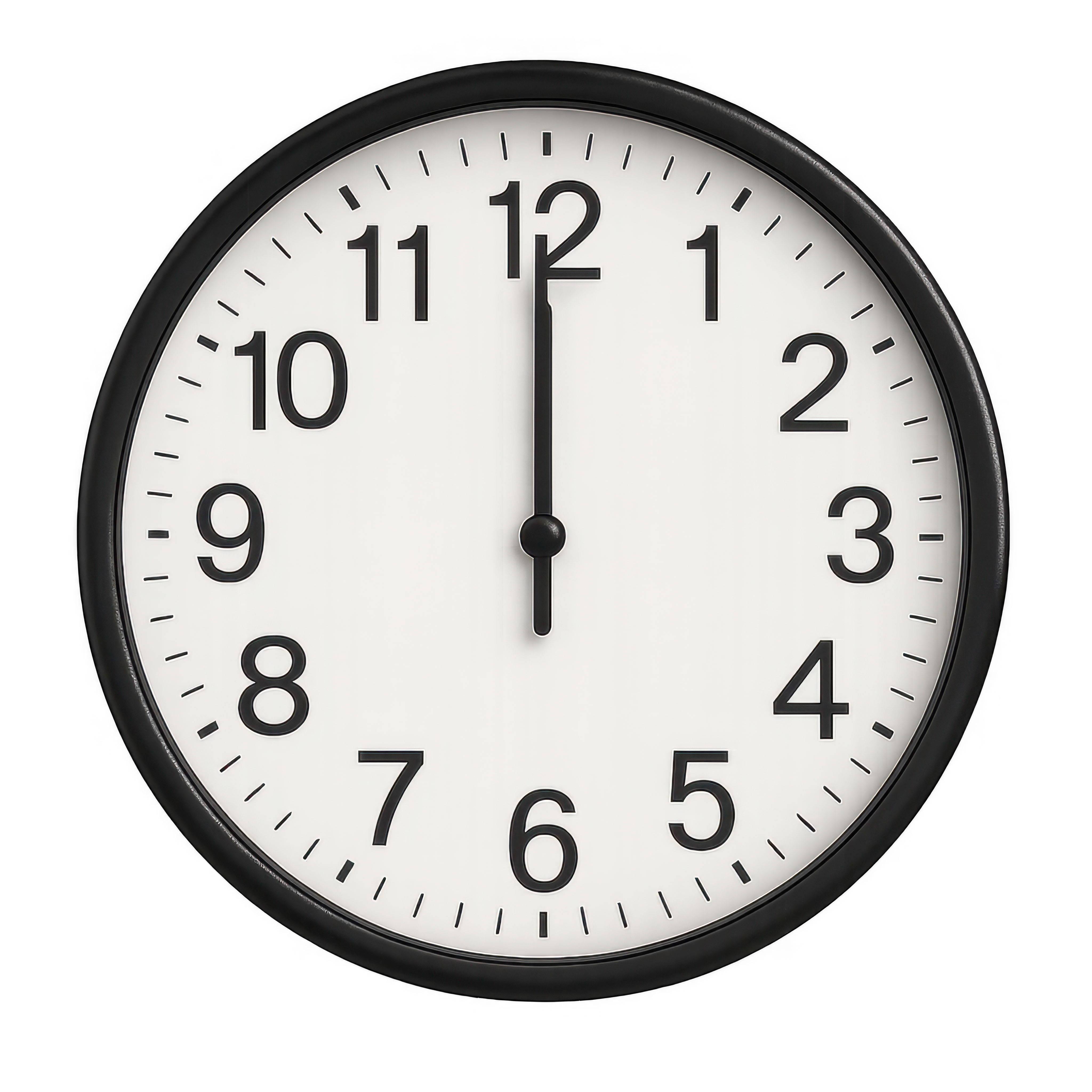 Clock Photo of a clock showing 12:00 noon