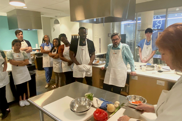 Residents in a culinary class