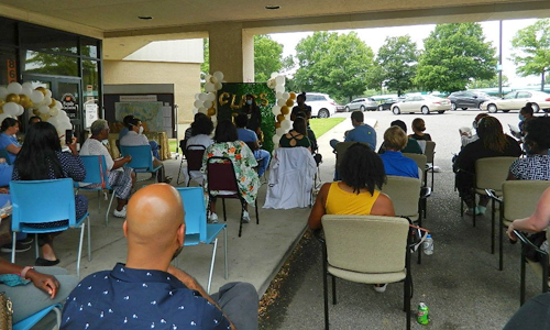 group of residents in an outdoor setting