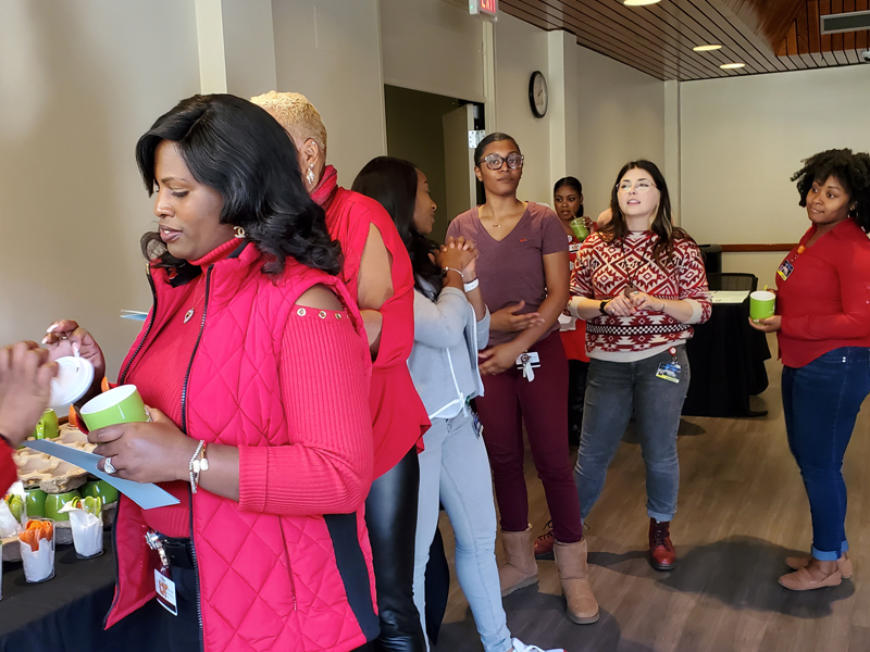 women attending cocoa and conversation